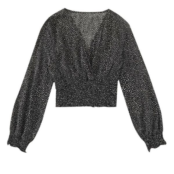 women's t-shirt v-neck women wrap front long sleeve oversized t shirt polka dot print slim dressy, White
women's t-shirt v-neck women wrap front long sleeve oversized t shirt polka dot print slim dressy, White
