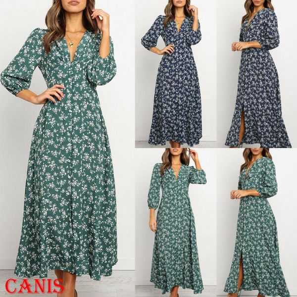 casual dresses fashion women's boho dress floral autumn beach cocktail evening party long sundress au, Black;gray 
casual dresses fashion women's boho dress floral autumn beach cocktail evening party long sundress au, Black;gray