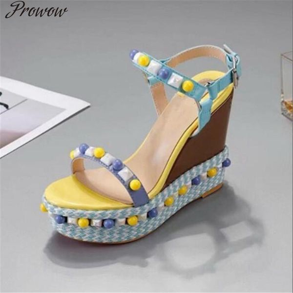 dress shoes prowow red bottom sandals wedges for womens super high heels yellow blue mixed color women platform, Black
dress shoes prowow red bottom sandals wedges for womens super high heels yellow blue mixed color women platform, Black