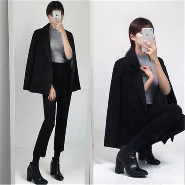 women's suits & blazers fashion casual small suit female spring large size temperament loose nine pants two sets of women, White;black
women's suits & blazers fashion casual small suit female spring large size temperament loose nine pants two sets of women, White;black