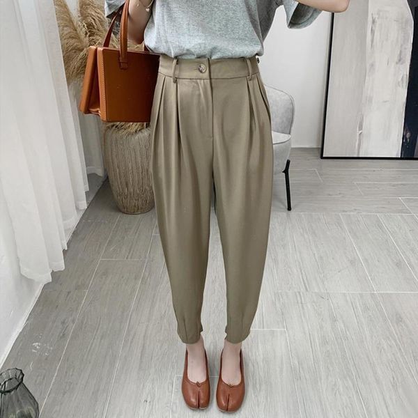 suit women's loose legged harem high waist thin radish cropped casual pants 2021 spring korean version, Black;white
suit women's loose legged harem high waist thin radish cropped casual pants 2021 spring korean version, Black;white