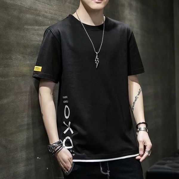 men's shirt short men's summer fashion brand loose two half sleeve t-shirt, White;black
men's shirt short men's summer fashion brand loose two half sleeve t-shirt, White;black