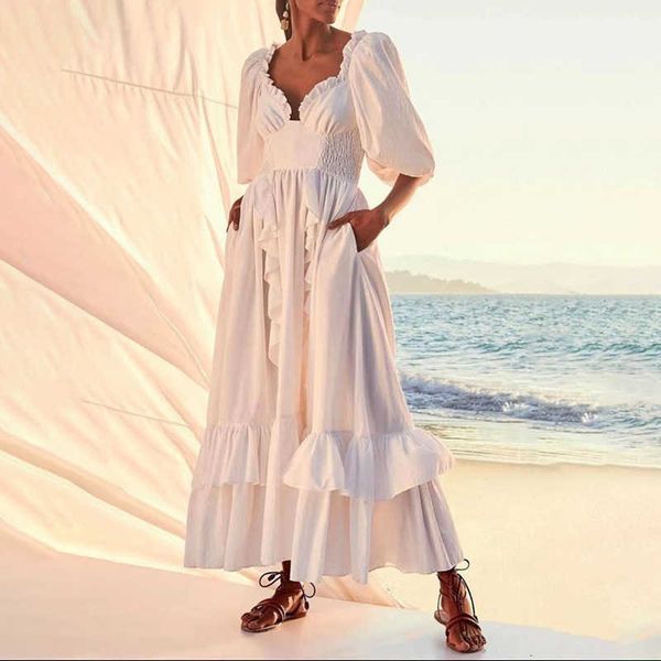 luxury evening dress seaside rort long skirt 2021 autumn style square neck bubble sleeve elastic waistband ruffle stitched, Black;gray
luxury evening dress seaside rort long skirt 2021 autumn style square neck bubble sleeve elastic waistband ruffle stitched, Black;gray