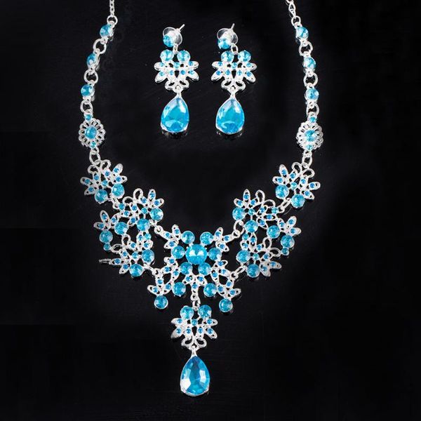 earrings & necklace wedding bridal jewelry set crystal flower water drop + for women gift aic88, Silver
earrings & necklace wedding bridal jewelry set crystal flower water drop + for women gift aic88, Silver