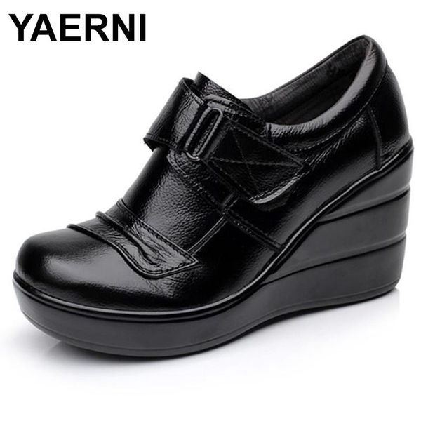 dress shoes yaerni cowhide genuine leather platform spring and autumn deep mouth single high-heeled women's wedges e431, Black
dress shoes yaerni cowhide genuine leather platform spring and autumn deep mouth single high-heeled women's wedges e431, Black