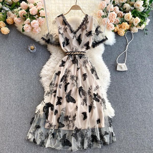 casual dresses singreiny mesh butterfly embroidery dress women design splice lace v neck a-line summer elegant streetwear long, Black;gray
casual dresses singreiny mesh butterfly embroidery dress women design splice lace v neck a-line summer elegant streetwear long, Black;gray