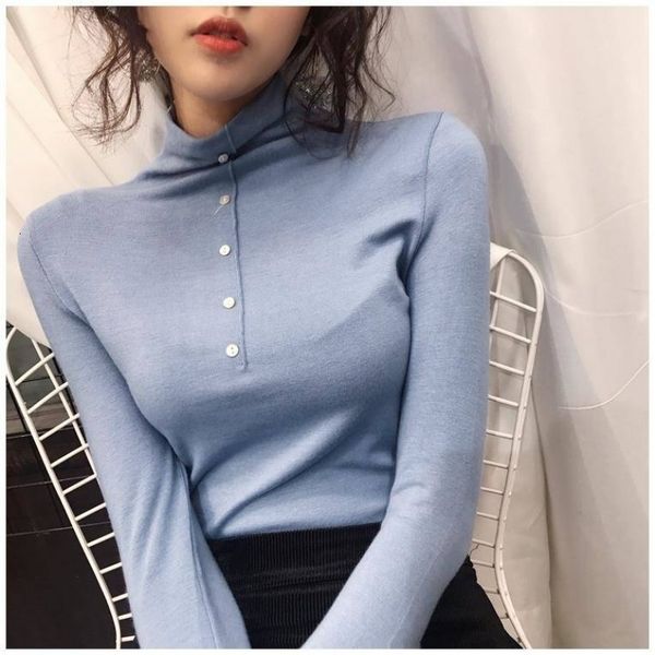 women's t-shirt autumn winter thin slim basic sweater buttons half turtleneck pullover women long sleeve solid soft jumper q5h, White
women's t-shirt autumn winter thin slim basic sweater buttons half turtleneck pullover women long sleeve solid soft jumper q5h, White
