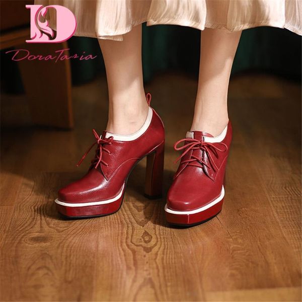 dress shoes doratasia real leather luxury autumn pumps for women 2021 platform thick high heels shoelace fashion comfort woman, Black
dress shoes doratasia real leather luxury autumn pumps for women 2021 platform thick high heels shoelace fashion comfort woman, Black