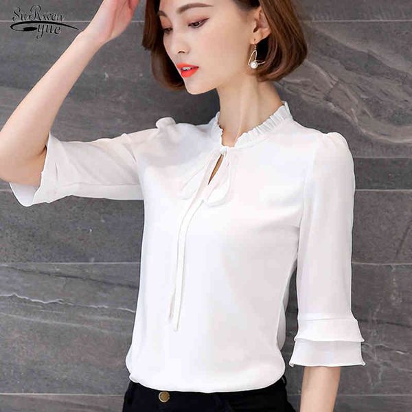 summer chiffon shirt women solid office lady short sleeve white pink pullover blouse crop blusas mujer 9534 210508
summer chiffon shirt women solid office lady short sleeve white pink pullover blouse crop blusas mujer 9534 210508