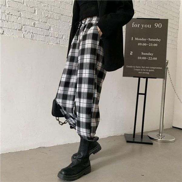women's pants & capris harem women high waist drawstring plaid loose leisure all-match student fashion chic n style feminino trousers a, Black;white
women's pants & capris harem women high waist drawstring plaid loose leisure all-match student fashion chic n style feminino trousers a, Black;white
