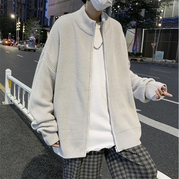 men's sweaters young men school student japan preppy style knitted zipper sweater cardigan handsome loose casual sweatercoat, White;black
men's sweaters young men school student japan preppy style knitted zipper sweater cardigan handsome loose casual sweatercoat, White;black