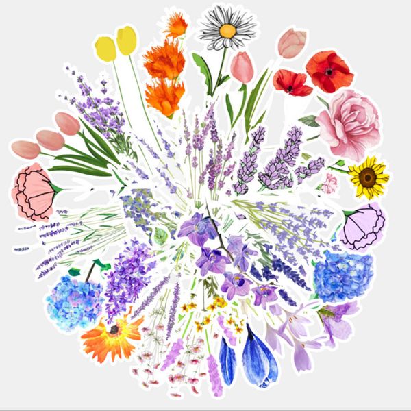 50 pcs flora graffiti waterproof skateboard travel suitcase phone lapluggage stickers cute kids girl toys