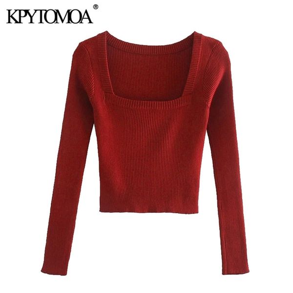women fashion stretch slim cropped knitted sweater vintage square collar long sleeve female pullovers chic 210420, White;black
women fashion stretch slim cropped knitted sweater vintage square collar long sleeve female pullovers chic 210420, White;black