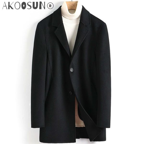 men's wool & blends akoosun coat men casual double-sided korean long jacket mens coats and jackets overcoat abrigo hombre 2021 4887 kj3, Black
men's wool & blends akoosun coat men casual double-sided korean long jacket mens coats and jackets overcoat abrigo hombre 2021 4887 kj3, Black