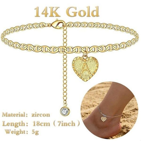 anklets 2021 26 letters fashion zircon heart for women girls summer beach gold color metal anklet chain jewelry gift, Red;blue
anklets 2021 26 letters fashion zircon heart for women girls summer beach gold color metal anklet chain jewelry gift, Red;blue
