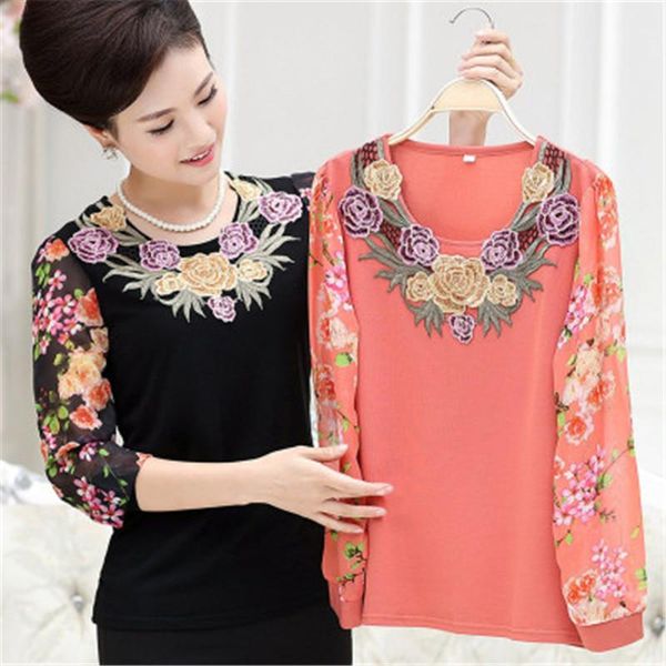 women's blouses & shirts 2021 women spring summer tee chiffon sleeve mom embroidery o-neck print plus size ladies casual slim pullover, White
women's blouses & shirts 2021 women spring summer tee chiffon sleeve mom embroidery o-neck print plus size ladies casual slim pullover, White