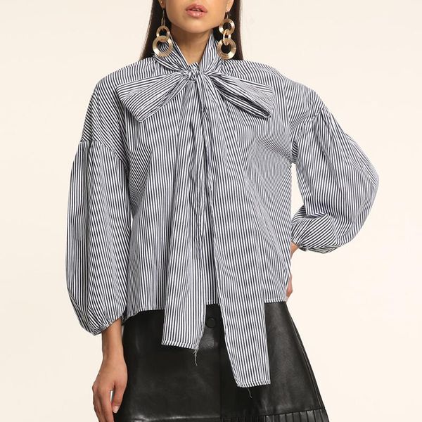 women's t-shirt casual women stripe loose pullover patchwork lace-up bowknot young western office lady fashion tee female tshirt, White
women's t-shirt casual women stripe loose pullover patchwork lace-up bowknot young western office lady fashion tee female tshirt, White