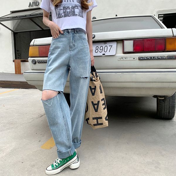s-xl summer korean ins style loose women long denim pants hole high waist ripped wide leg jeans for womens (78637) 210423, Blue
s-xl summer korean ins style loose women long denim pants hole high waist ripped wide leg jeans for womens (78637) 210423, Blue
