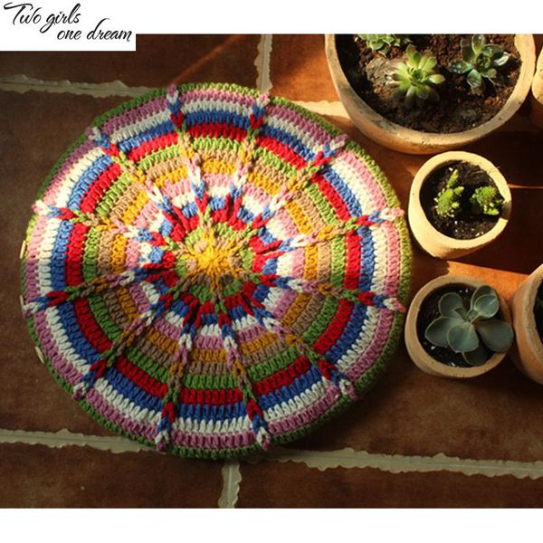cushion/decorative pillow original handmade crochet sofa seat cushion diy round garden chairs mat rainbow traits wedding decor prop 45*45cm
cushion/decorative pillow original handmade crochet sofa seat cushion diy round garden chairs mat rainbow traits wedding decor prop 45*45cm
