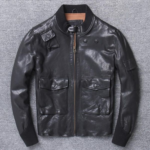 men's leather & faux coat sheepskin black korean biker men spring jacket baseball collar cuero genuino x-2822 pph452
men's leather & faux coat sheepskin black korean biker men spring jacket baseball collar cuero genuino x-2822 pph452