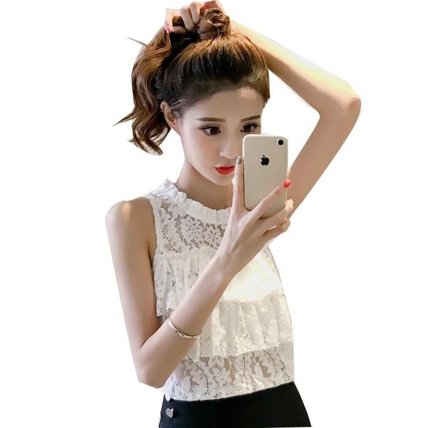 women's blouses & shirts korean lotus leaf round neck collar slim sleeveless short white lace blouse shirt women ruffled 2021
women's blouses & shirts korean lotus leaf round neck collar slim sleeveless short white lace blouse shirt women ruffled 2021