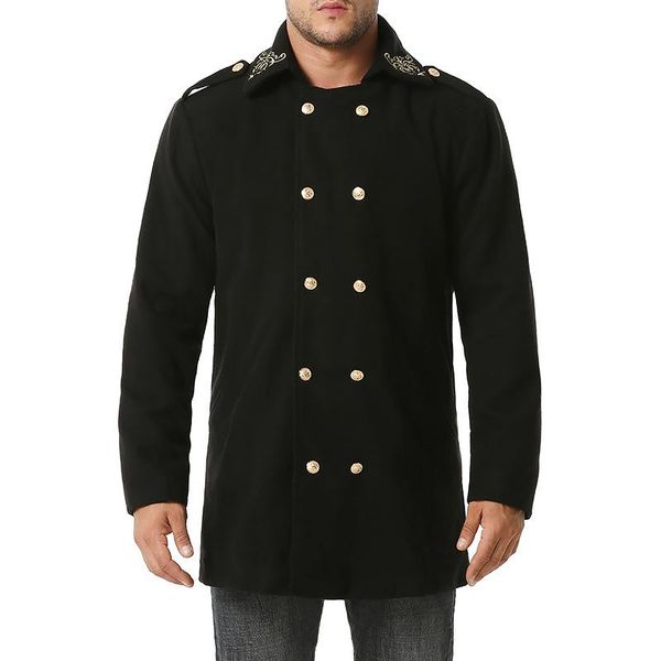 men's wool & blends 2021 winter warm coat / urban fashion loose embroidery slim fit double breasted lapel man blended medium length, Black
men's wool & blends 2021 winter warm coat / urban fashion loose embroidery slim fit double breasted lapel man blended medium length, Black