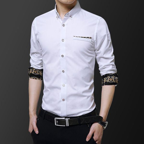spring and summer cotton men's long sleeve shirt business inch slim size korean, White;black
spring and summer cotton men's long sleeve shirt business inch slim size korean, White;black