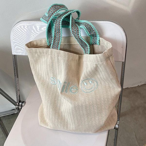 evening bags embroidered smile casual fashion canvas handbags for women bag simple stripes shoulder student shopping travel tote
evening bags embroidered smile casual fashion canvas handbags for women bag simple stripes shoulder student shopping travel tote