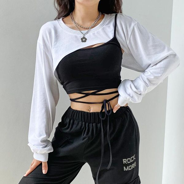 women's t-shirt dropshopping fake 2 pieces autumn casual crop t shirt ladies irregular long sleeve cotton tshirts women harajuku 2021, White
women's t-shirt dropshopping fake 2 pieces autumn casual crop t shirt ladies irregular long sleeve cotton tshirts women harajuku 2021, White