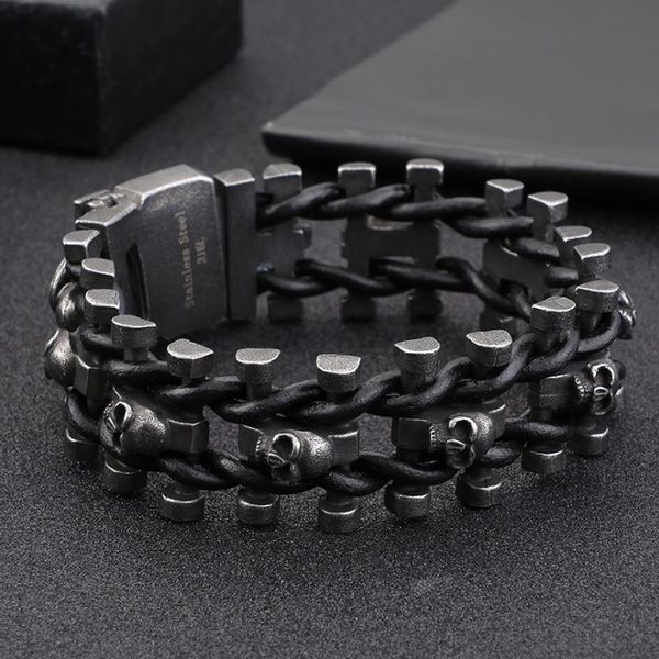 charm bracelets gothic style metal skull leather chain bracelet men punk rock biker jewelry, Golden;silver
charm bracelets gothic style metal skull leather chain bracelet men punk rock biker jewelry, Golden;silver