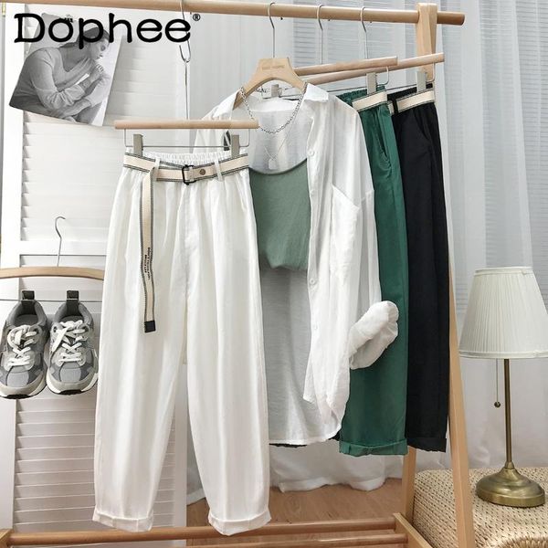 women's pants & capris loose casual cargo women high waist wide leg trousers summer fall 2021 female thin slimming white harem cropped, Black;white
women's pants & capris loose casual cargo women high waist wide leg trousers summer fall 2021 female thin slimming white harem cropped, Black;white