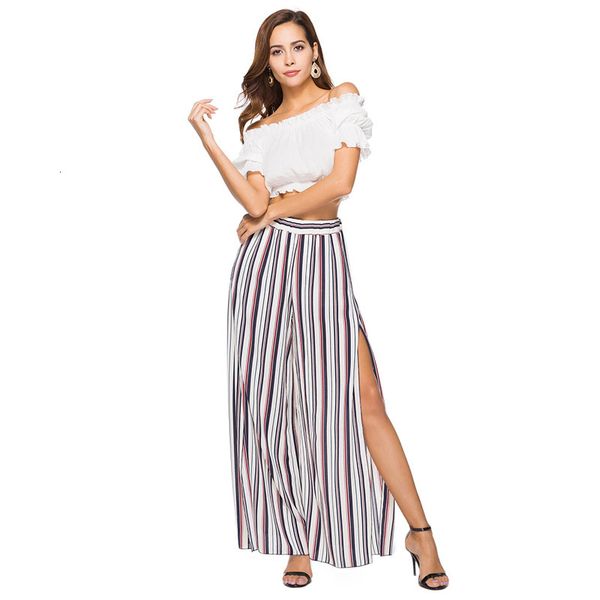 women's & capris summer striped women fashion side split waist elastic wide leg chiffon skirt pants high street style ladies trousers, Black;white
women's & capris summer striped women fashion side split waist elastic wide leg chiffon skirt pants high street style ladies trousers, Black;white