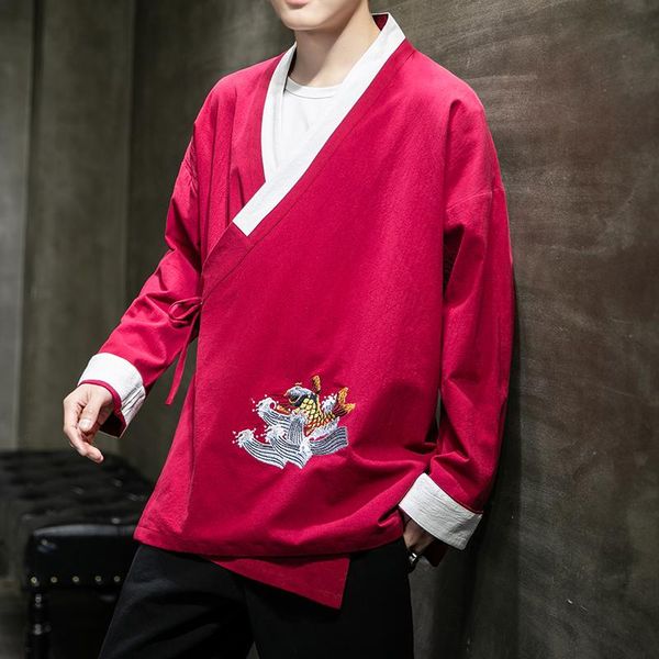 ethnic clothing 2021 autumn chinese style clothes men's wear cotton linen embroidery hanfu tang jacket large size loose traditional top, Red
ethnic clothing 2021 autumn chinese style clothes men's wear cotton linen embroidery hanfu tang jacket large size loose traditional top, Red