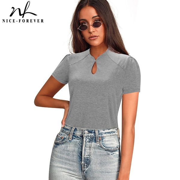 nice-forever summer women solid black color t-shirts casual slim fitted tees btyt043 210419, White
nice-forever summer women solid black color t-shirts casual slim fitted tees btyt043 210419, White
