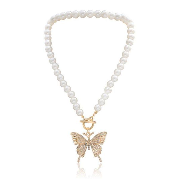 chains women sparking crystal pave golden butterfly pendant 3d elegant pearl chain ot clasps necklace fashion jewelry, Silver
chains women sparking crystal pave golden butterfly pendant 3d elegant pearl chain ot clasps necklace fashion jewelry, Silver