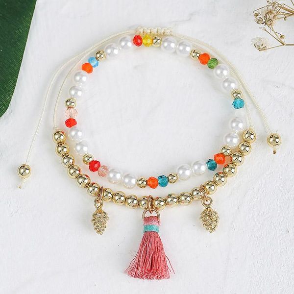 charm bracelets 2 pcs/set boho ladies white pearl multicolor crystal beads handmade beaded bracelet for women pink tassel pendant, Golden;silver
charm bracelets 2 pcs/set boho ladies white pearl multicolor crystal beads handmade beaded bracelet for women pink tassel pendant, Golden;silver