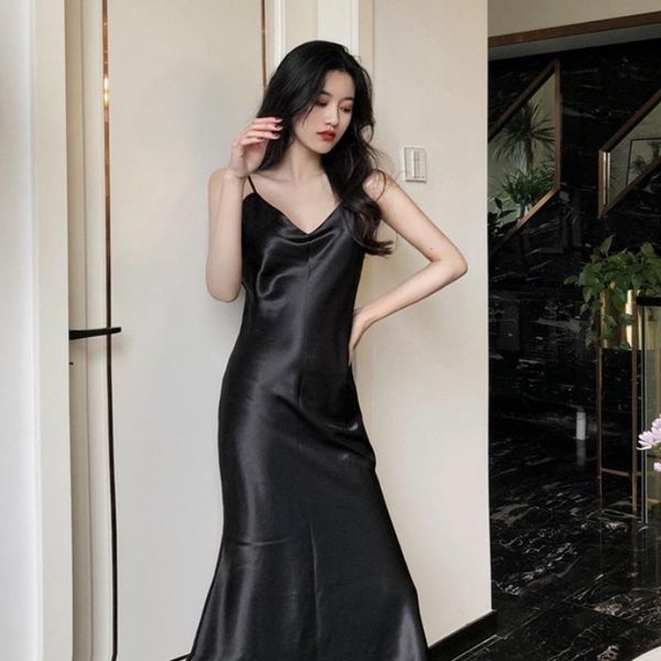 casual dresses dress women satin ladies summer pure color leisure soft elegant korean style spaghetti mid-calf, Black;gray
casual dresses dress women satin ladies summer pure color leisure soft elegant korean style spaghetti mid-calf, Black;gray