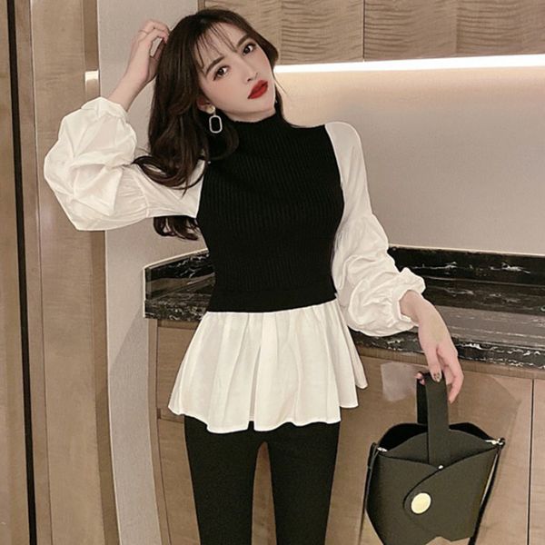 imucci 2002 new summer spring stand collar blouses split joint knitting puff sleeve pleated korean fashion women shirt tm1466, White
imucci 2002 new summer spring stand collar blouses split joint knitting puff sleeve pleated korean fashion women shirt tm1466, White