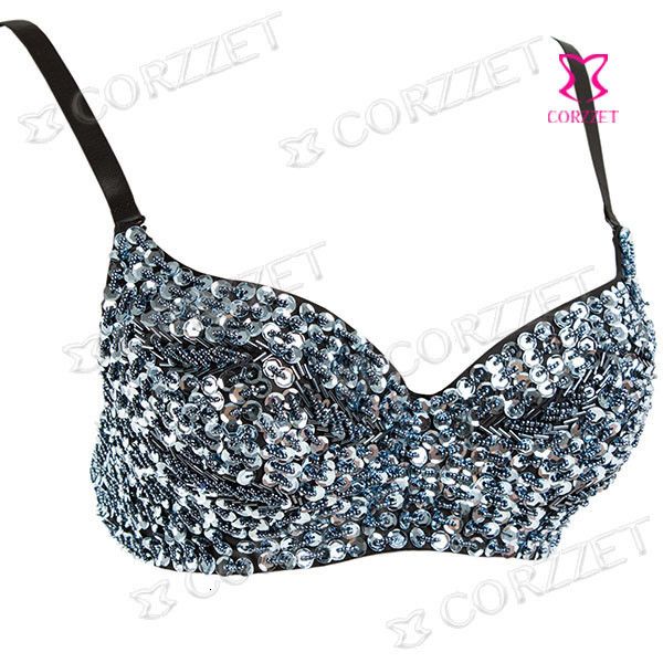 costumes punk style sequins women's bra night club singer dancer performance clothes, Black
costumes punk style sequins women's bra night club singer dancer performance clothes, Black
