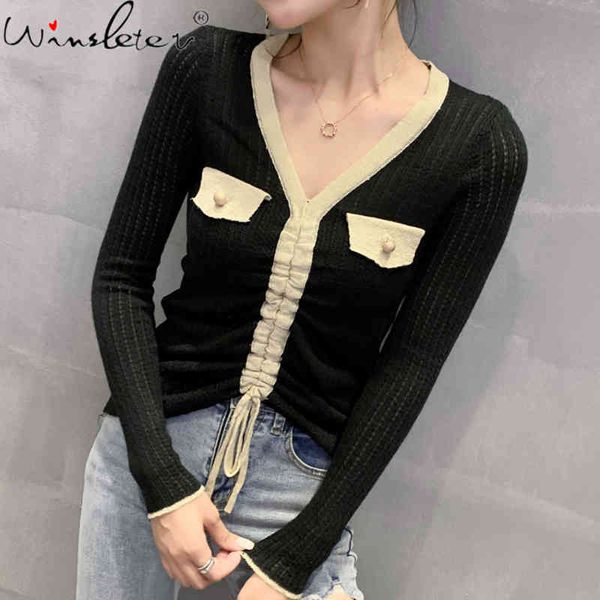 women's knits & tees fall winter korean style knitted sweater fashion v-neck drawstring lae up women all match kobieta swetry, White
women's knits & tees fall winter korean style knitted sweater fashion v-neck drawstring lae up women all match kobieta swetry, White