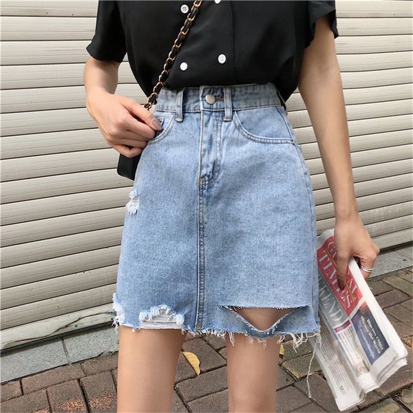 skirts chic irregular hole jeans streetwear cowboy summer slim large size women denim high waist all-match mini skirts, Black
skirts chic irregular hole jeans streetwear cowboy summer slim large size women denim high waist all-match mini skirts, Black