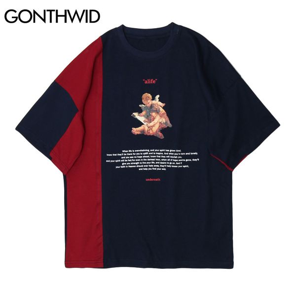 gonthwid tees shirts angel print color block patchwork short sleeve tshirts mens summer hip hop harajuku casual cotton male y0322, White;black
gonthwid tees shirts angel print color block patchwork short sleeve tshirts mens summer hip hop harajuku casual cotton male y0322, White;black