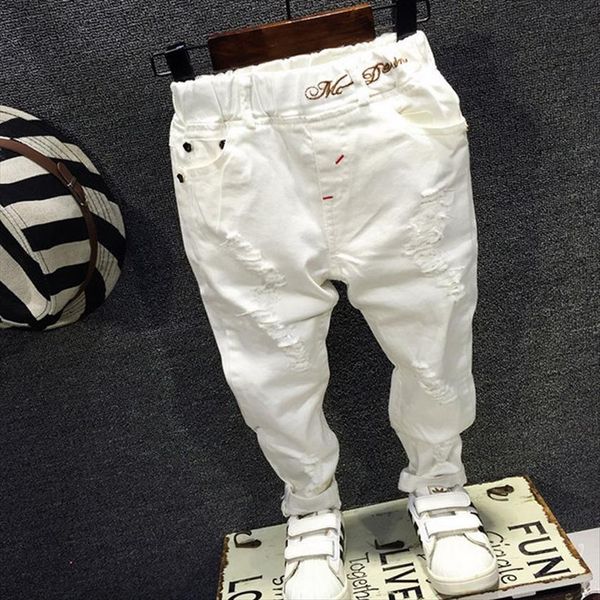 spring children fashion pants clothing boys and girls white casual embroidery letters ripped 3 8 years, Blue
spring children fashion pants clothing boys and girls white casual embroidery letters ripped 3 8 years, Blue