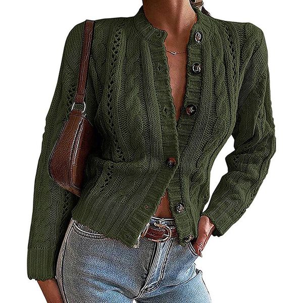 women's knits & tees spring fall women sweater cardigan twist knit buttons simple color casual style clothing white/black/khaki/army gr
women's knits & tees spring fall women sweater cardigan twist knit buttons simple color casual style clothing white/black/khaki/army gr