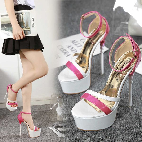 women sandals patent leather buckle strap 16cm thin heels high heels round toe back waterproof shallow shoes y0721, Black
women sandals patent leather buckle strap 16cm thin heels high heels round toe back waterproof shallow shoes y0721, Black