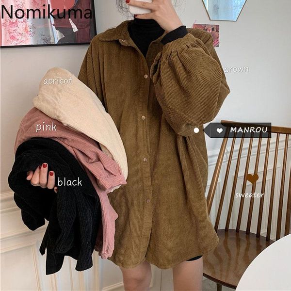 nomikuma turn down collar long sleeve corduroy shirts women solid colos single breasted vintage autumn blouse blusas mujer 3c959 women', White
nomikuma turn down collar long sleeve corduroy shirts women solid colos single breasted vintage autumn blouse blusas mujer 3c959 women', White