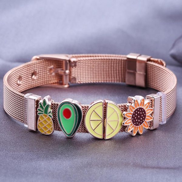 link, chain 2021 stainless steel mesh bracelet with crystal fruit avocado set charm brand bracelets bangles for woman men gift, Black
link, chain 2021 stainless steel mesh bracelet with crystal fruit avocado set charm brand bracelets bangles for woman men gift, Black
