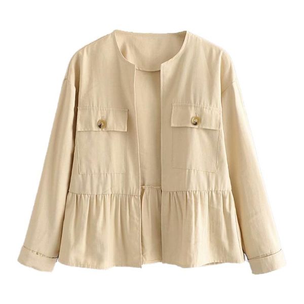 women's jackets 2021 cardigan women open jacket ruffled trims long sleeves casual fashion vintage woman, Black;brown
women's jackets 2021 cardigan women open jacket ruffled trims long sleeves casual fashion vintage woman, Black;brown