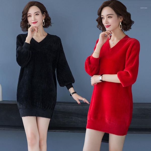 women's sweaters women 2021 autumn winter imitation mink cashmere knit sweater dress fashion knitted pullovers casual ladies jumpers y9, White;black
women's sweaters women 2021 autumn winter imitation mink cashmere knit sweater dress fashion knitted pullovers casual ladies jumpers y9, White;black