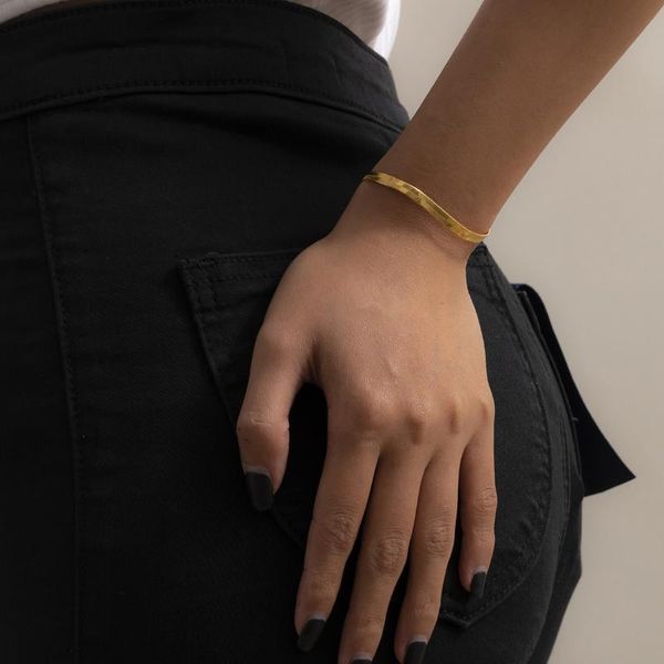 link, chain gold color bracelet snake bone 16cm for women wedding bracelets bangles ladies jewellery, Black
link, chain gold color bracelet snake bone 16cm for women wedding bracelets bangles ladies jewellery, Black